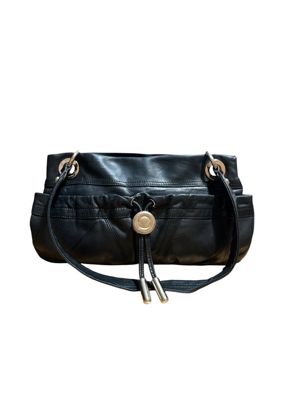 B.MAKOWSKY BLACK LEATHER  SHOULDER HANDBAG